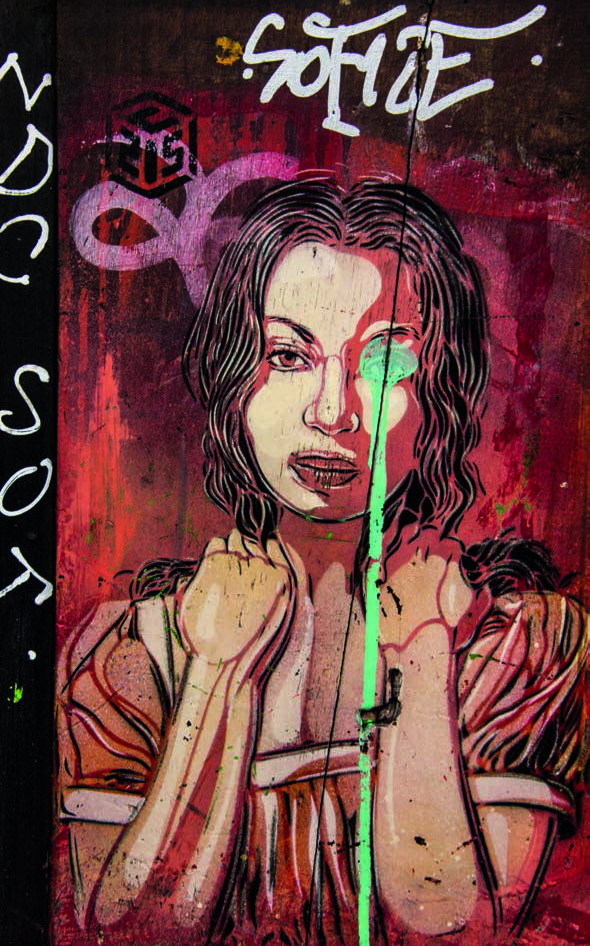 Portrait of a woman. Stencilled work by the French artist Christian Guémy, alias C215.
